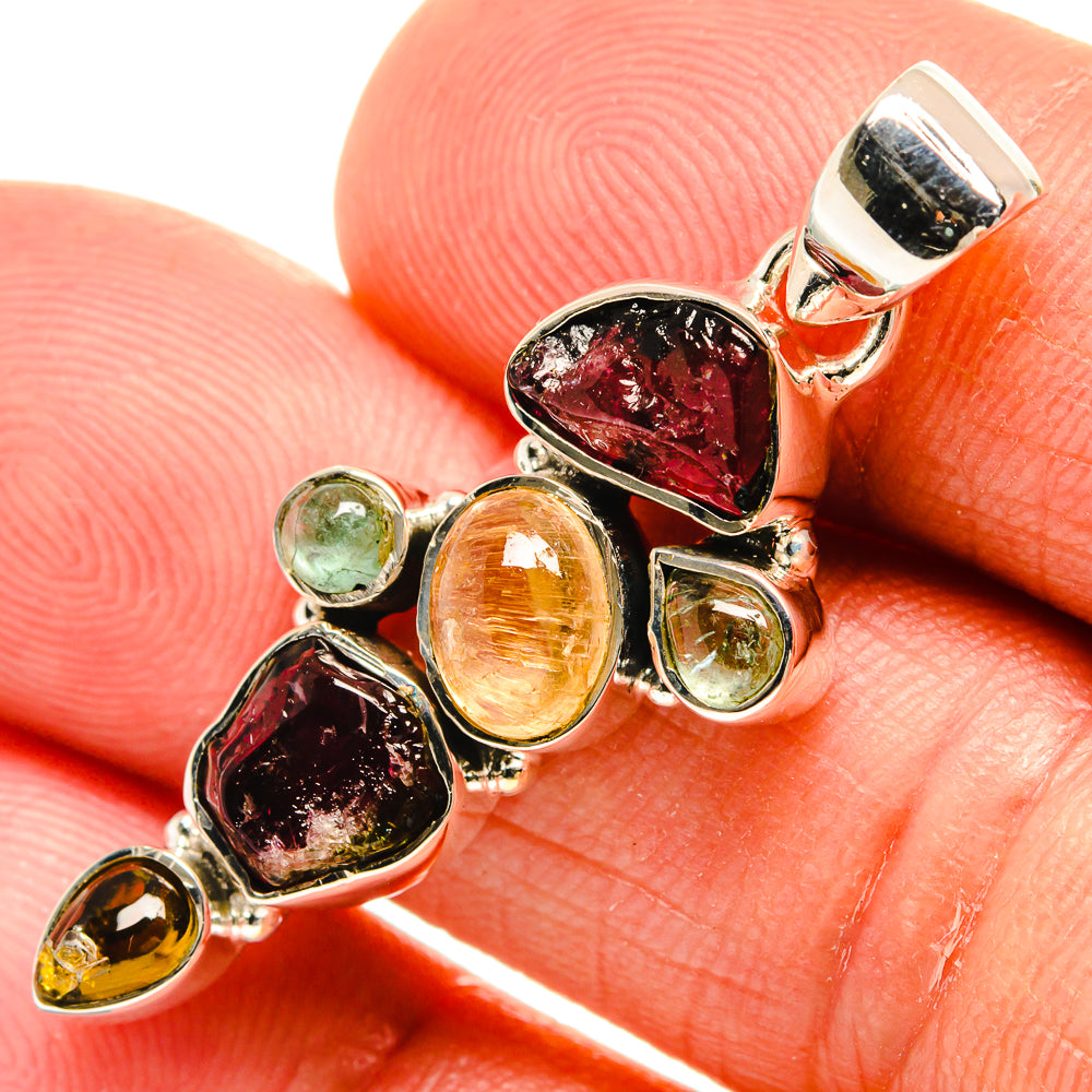 Watermelon Tourmaline Pendants handcrafted by Ana Silver Co - PD25605