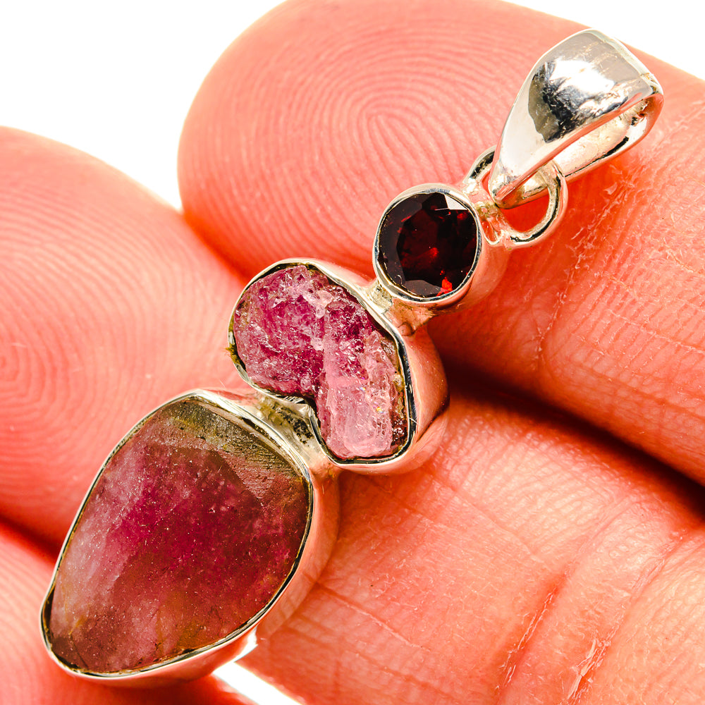 Watermelon Tourmaline Pendants handcrafted by Ana Silver Co - PD25615