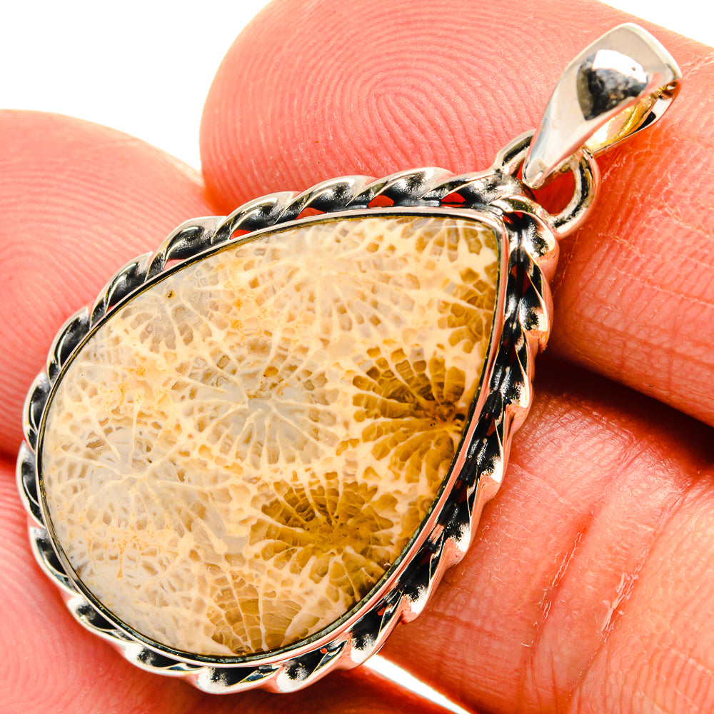 Fossil Coral Pendants handcrafted by Ana Silver Co - PD25652