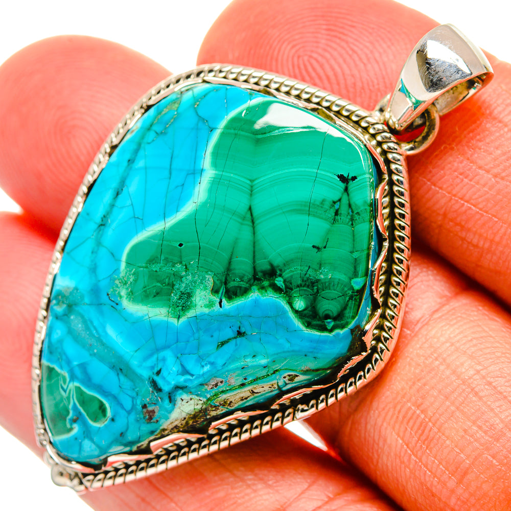 Malachite In Chrysocolla Pendants handcrafted by Ana Silver Co - PD25703