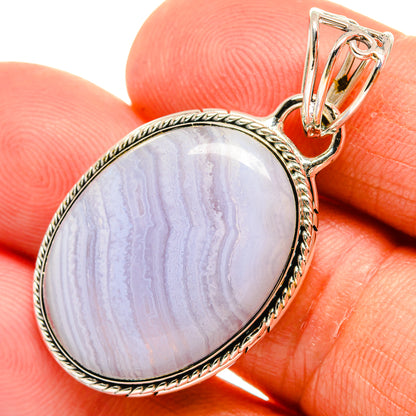 Blue Lace Agate Pendants handcrafted by Ana Silver Co - PD25757