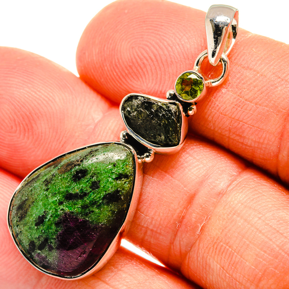 Ruby Zoisite Pendants handcrafted by Ana Silver Co - PD25795