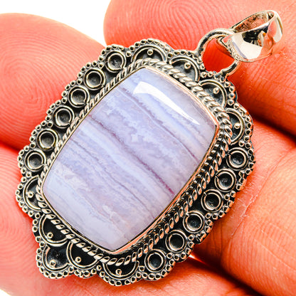 Blue Lace Agate Pendants handcrafted by Ana Silver Co - PD25812