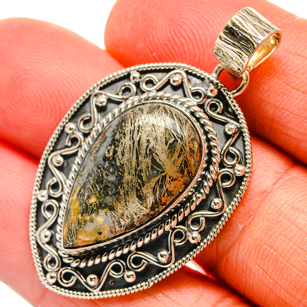 Pyrite Agate Pendants handcrafted by Ana Silver Co - PD25856