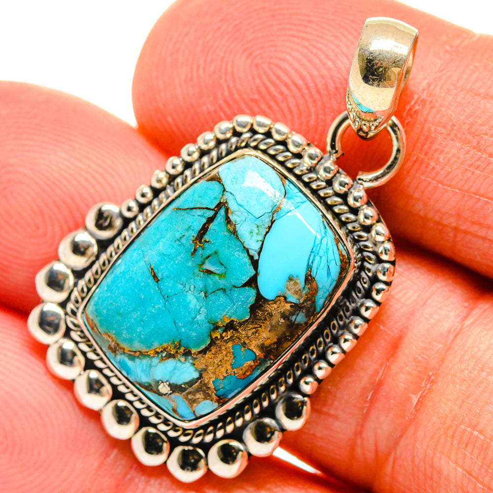 Blue Copper Composite Turquoise Pendants handcrafted by Ana Silver Co - PD25866