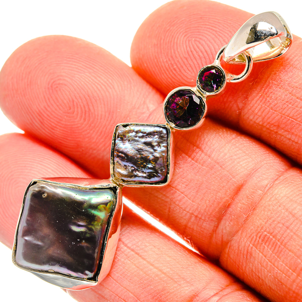 Titanium Mother Of Pearl Pendants handcrafted by Ana Silver Co - PD25920