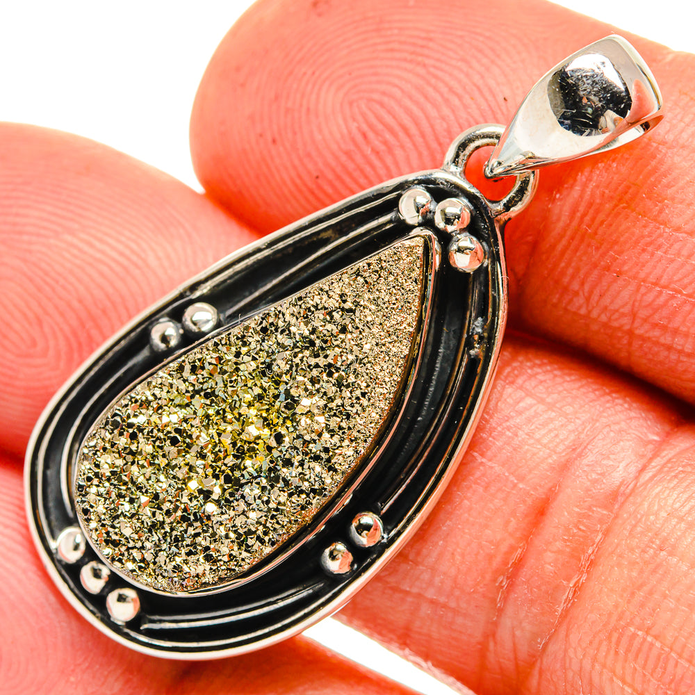 Spectro Pyrite Druzy Pendants handcrafted by Ana Silver Co - PD26023