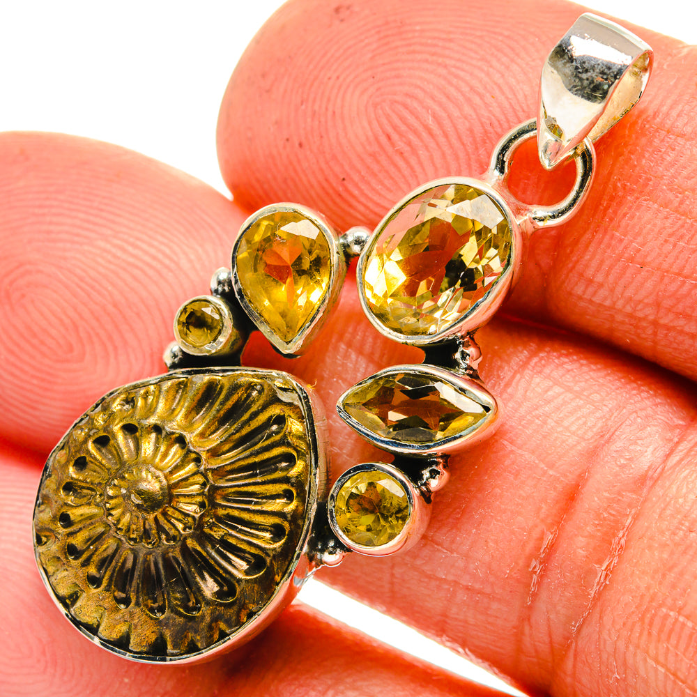 Pyrite Fossil Pendants handcrafted by Ana Silver Co - PD26212