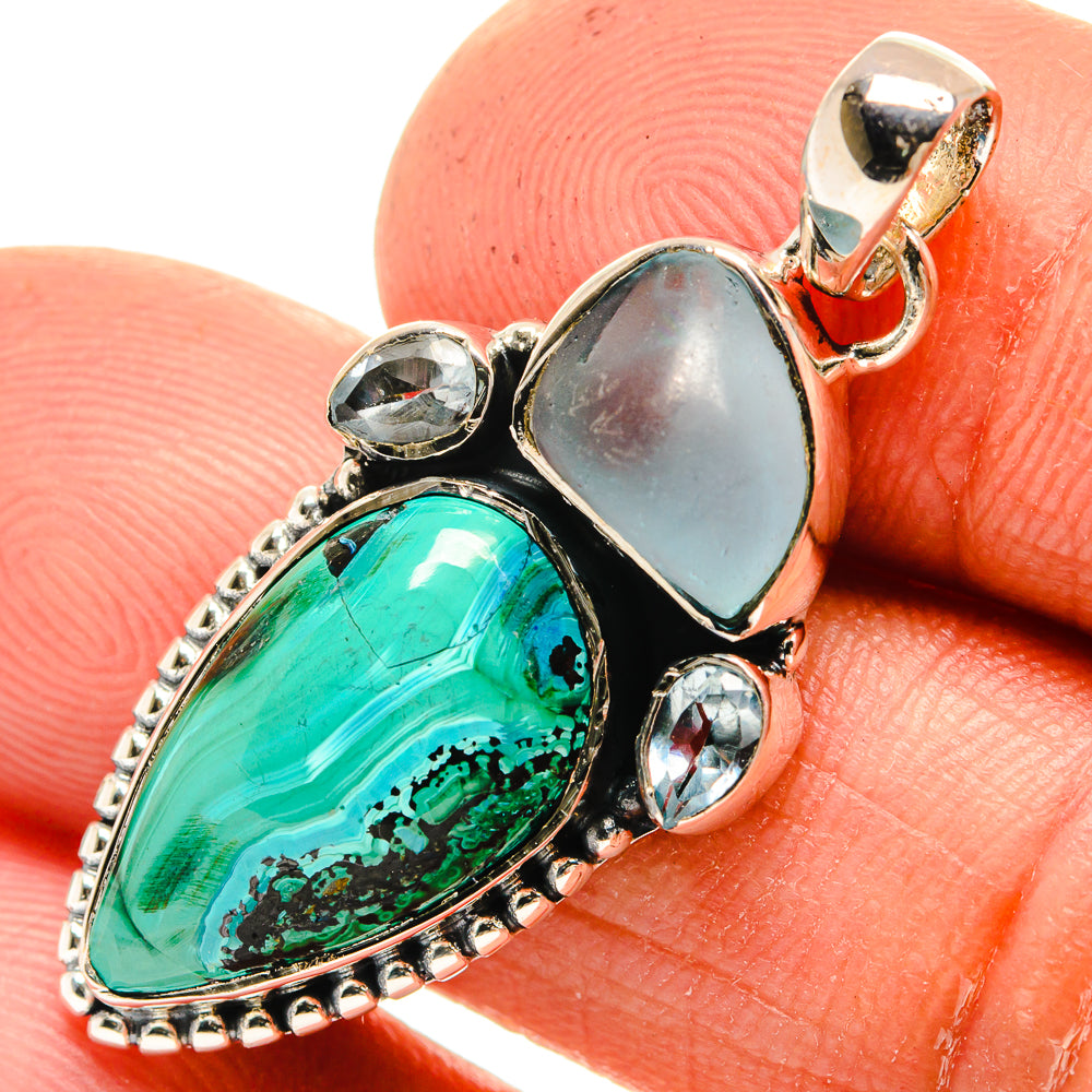 Malachite In Chrysocolla Pendants handcrafted by Ana Silver Co - PD26220