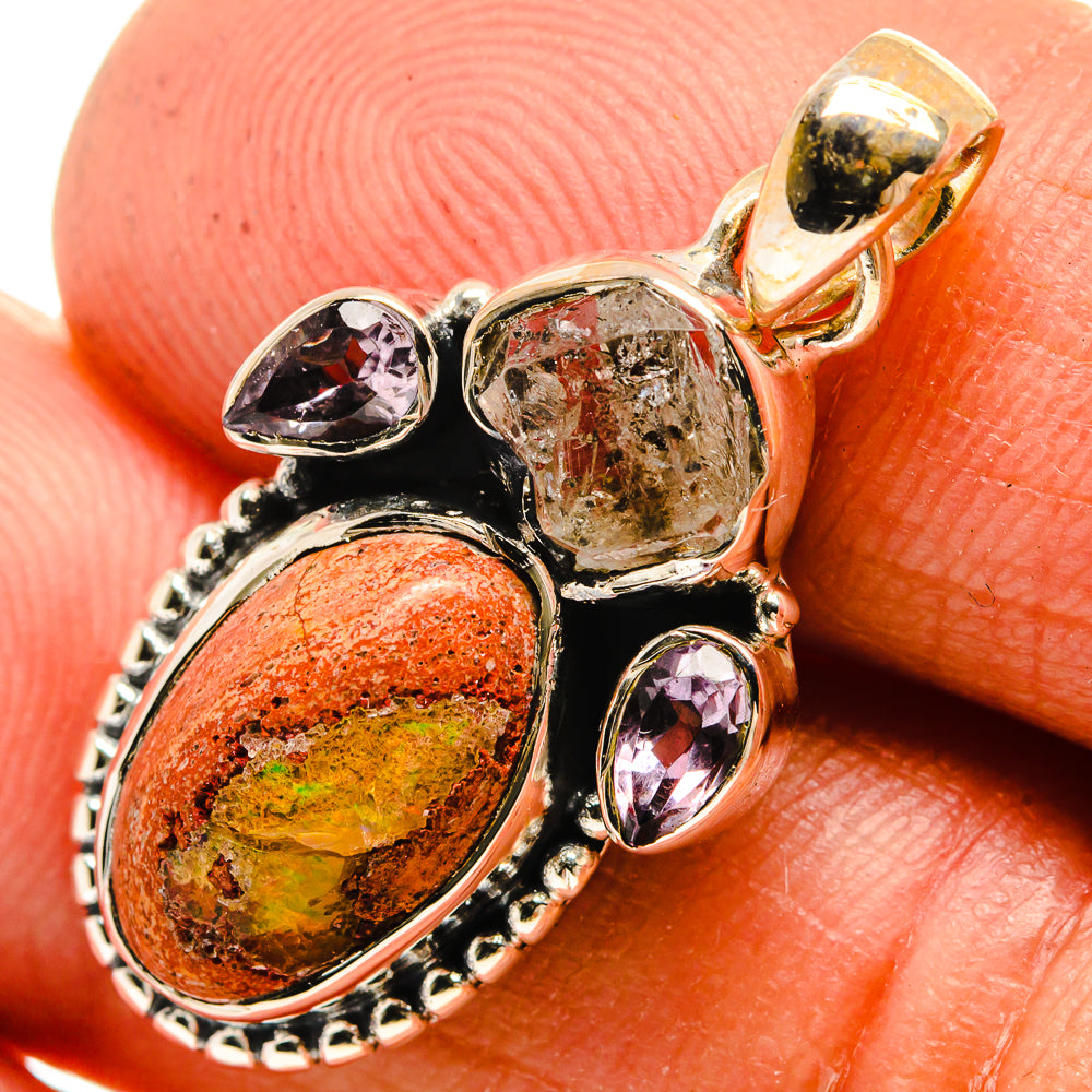 Mexican Fire Opal Pendants handcrafted by Ana Silver Co - PD26228