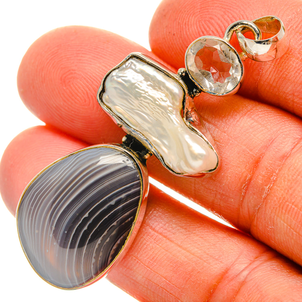 Botswana Agate Pendants handcrafted by Ana Silver Co - PD26280