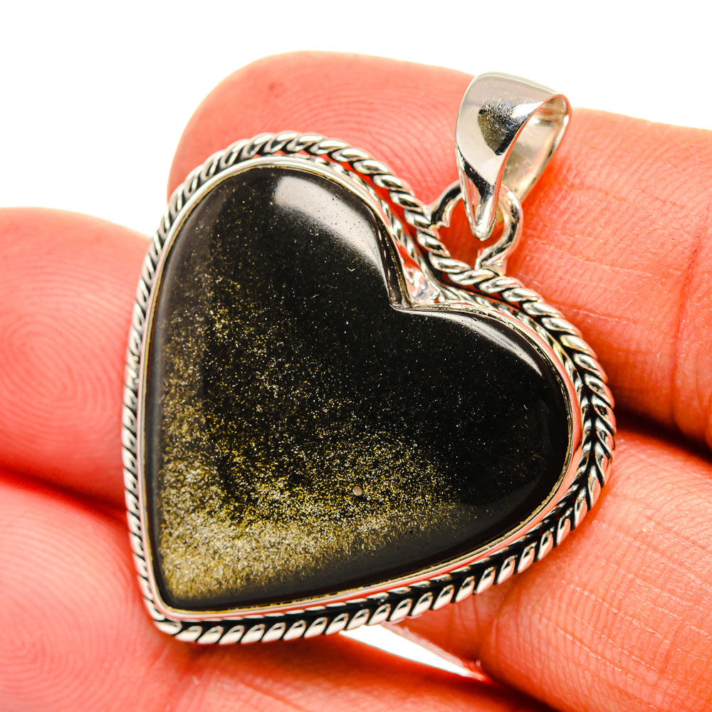 Gold Sheen Obsidian Pendants handcrafted by Ana Silver Co - PD26331