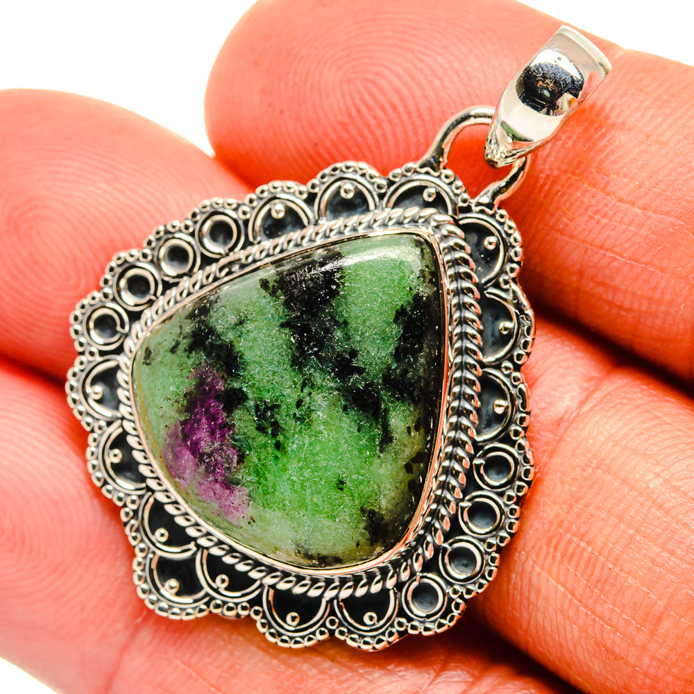 Ruby Zoisite Pendants handcrafted by Ana Silver Co - PD26335