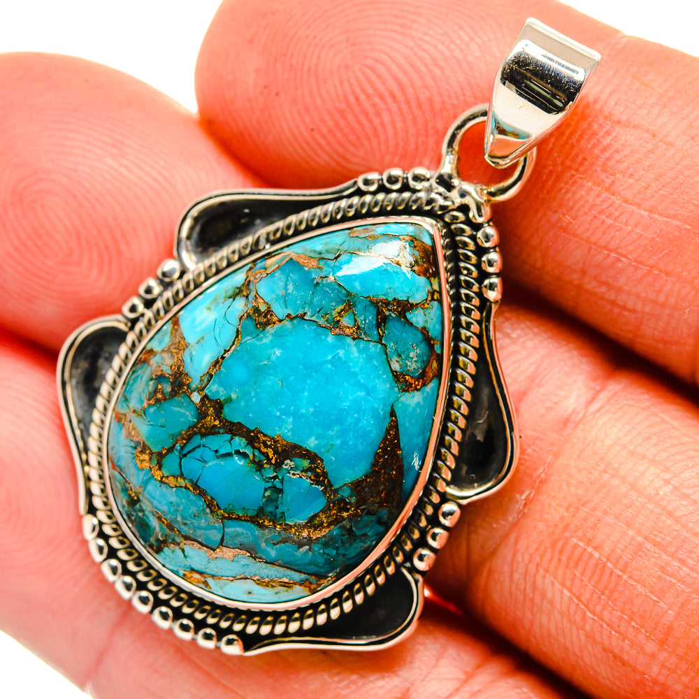 Blue Copper Composite Turquoise Pendants handcrafted by Ana Silver Co - PD26337