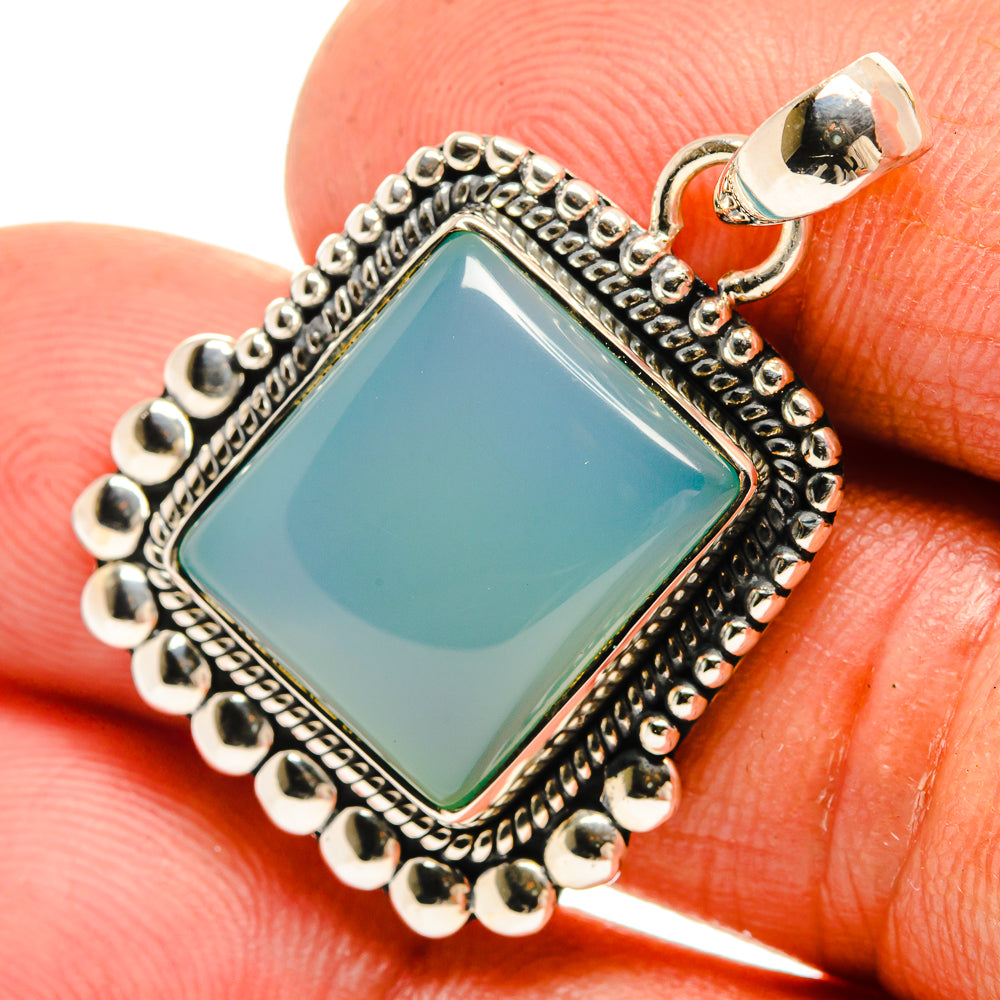 Aqua Chalcedony Pendants handcrafted by Ana Silver Co - PD26382