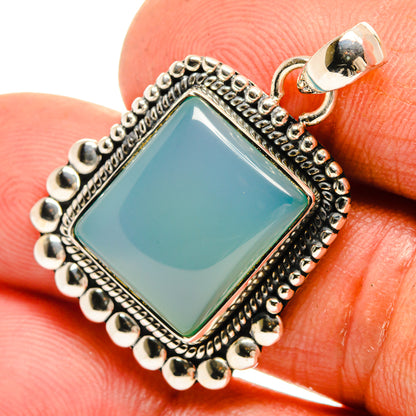 Aqua Chalcedony Pendants handcrafted by Ana Silver Co - PD26382