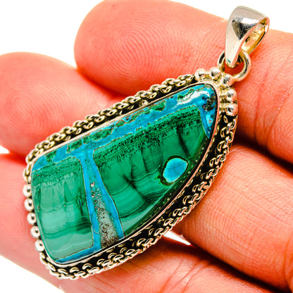 Malachite In Chrysocolla Pendants handcrafted by Ana Silver Co - PD26432