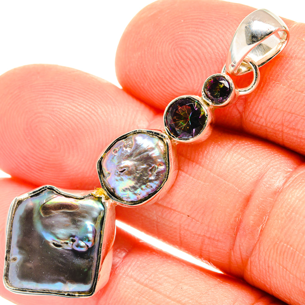 Titanium Mother Of Pearl Pendants handcrafted by Ana Silver Co - PD26524