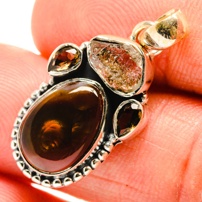 Mexican Fire Agate Pendants handcrafted by Ana Silver Co - PD26535