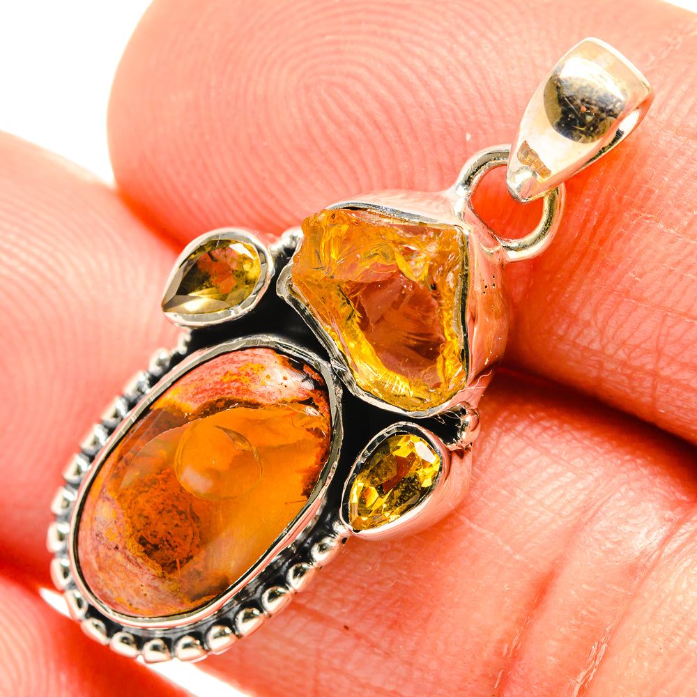 Mexican Fire Opal Pendants handcrafted by Ana Silver Co - PD26537