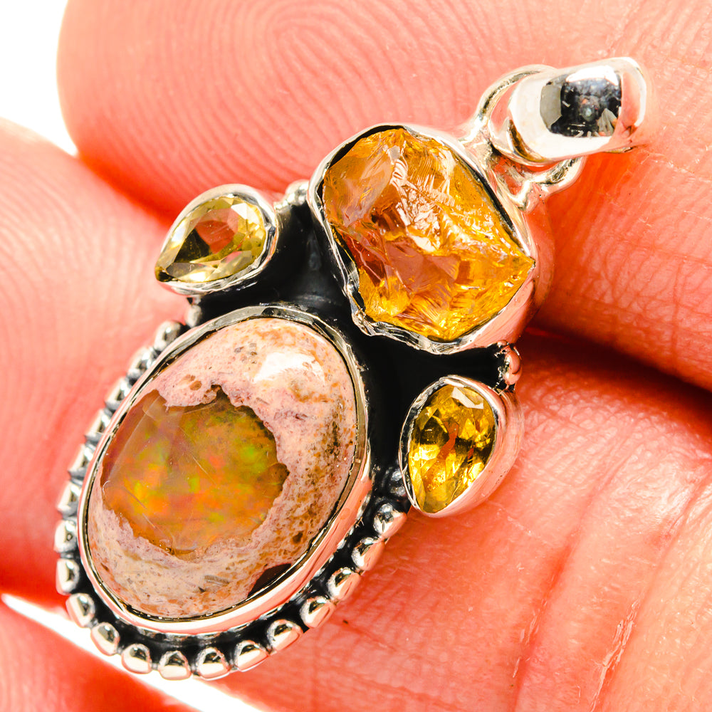 Mexican Fire Opal Pendants handcrafted by Ana Silver Co - PD26539