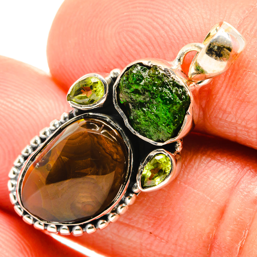 Mexican Fire Agate Pendants handcrafted by Ana Silver Co - PD26542