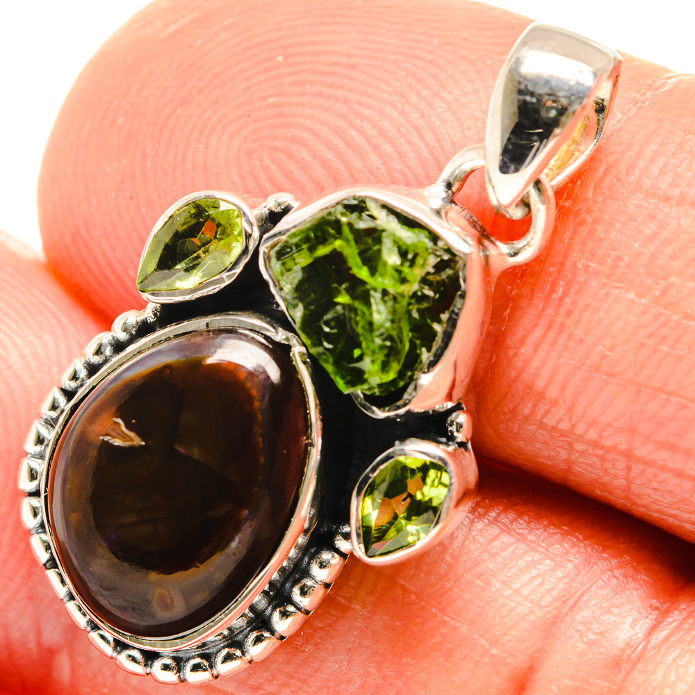 Mexican Fire Agate Pendants handcrafted by Ana Silver Co - PD26543