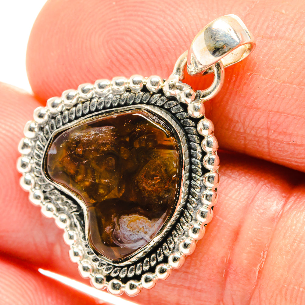 Mexican Fire Agate Pendants handcrafted by Ana Silver Co - PD26552