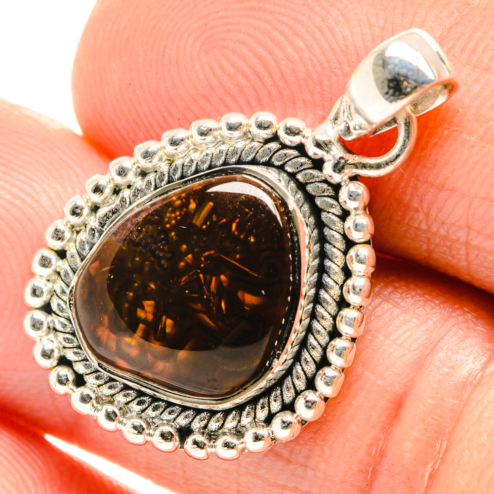 Mexican Fire Agate Pendants handcrafted by Ana Silver Co - PD26555