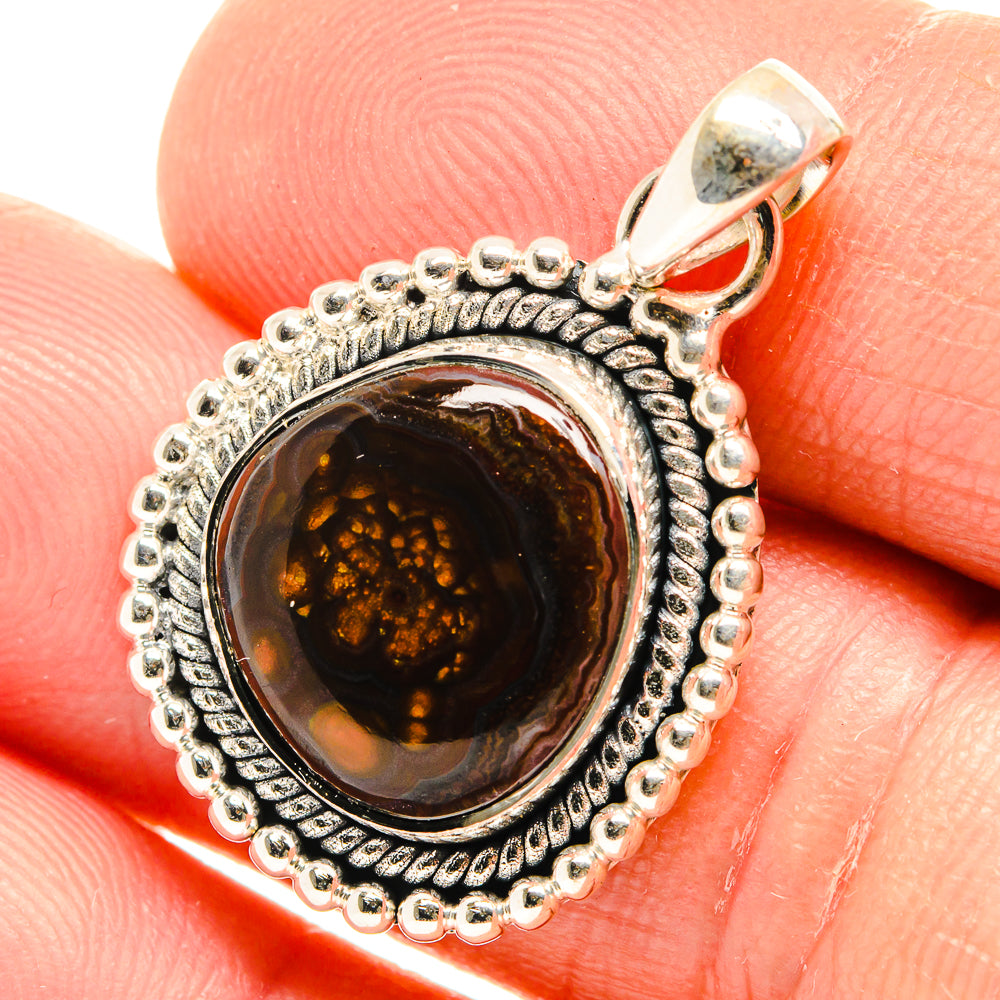 Mexican Fire Agate Pendants handcrafted by Ana Silver Co - PD26582