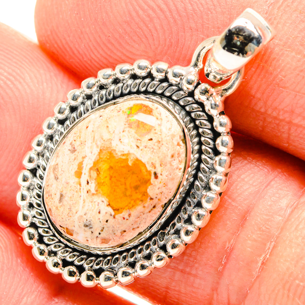 Mexican Fire Opal Pendants handcrafted by Ana Silver Co - PD26590