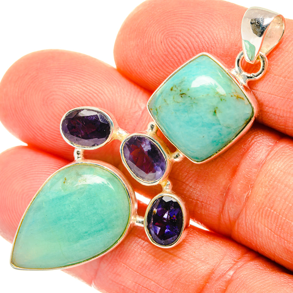 Peruvian Amazonite Pendants handcrafted by Ana Silver Co - PD26680