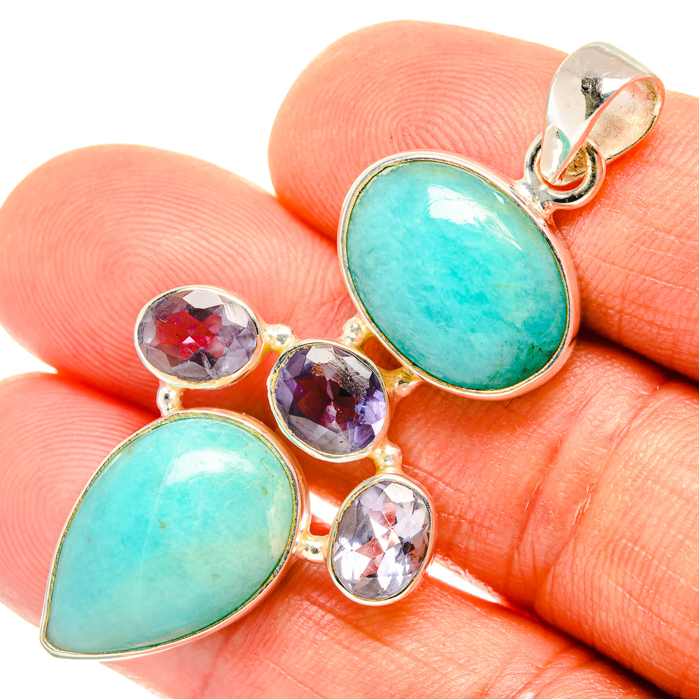 Peruvian Amazonite Pendants handcrafted by Ana Silver Co - PD26682