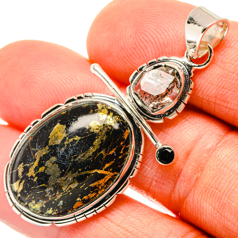 Pyrite Agate Pendants handcrafted by Ana Silver Co - PD26698
