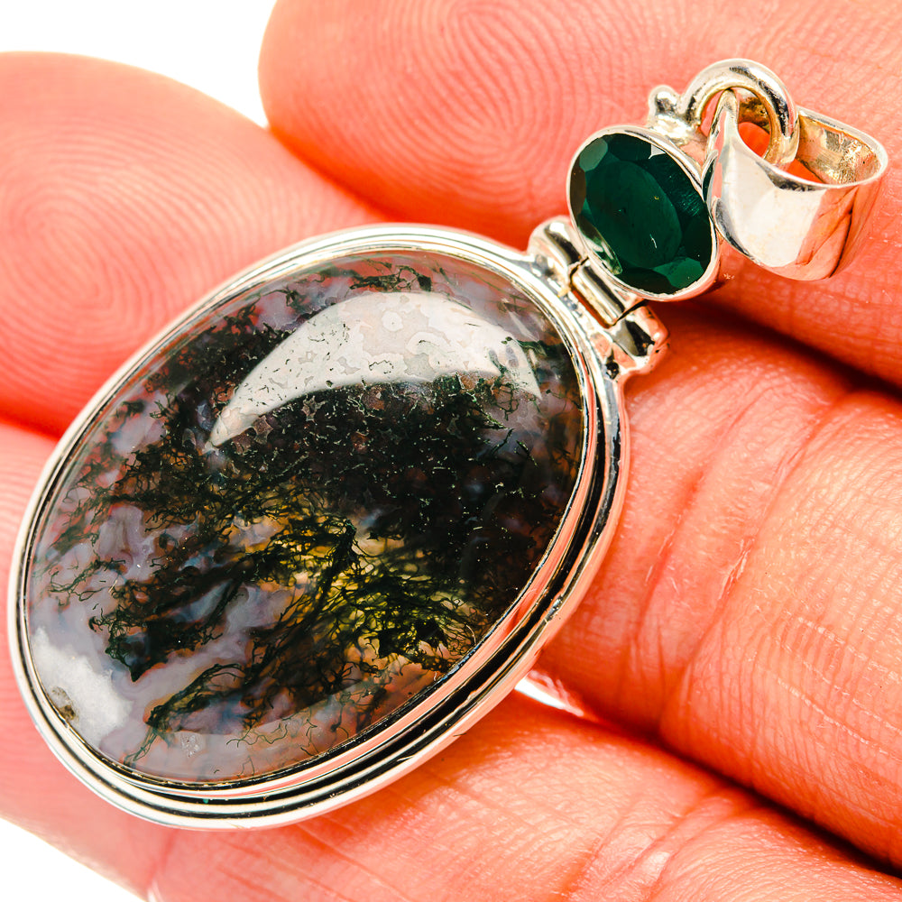 Green Moss Agate Pendants handcrafted by Ana Silver Co - PD26699