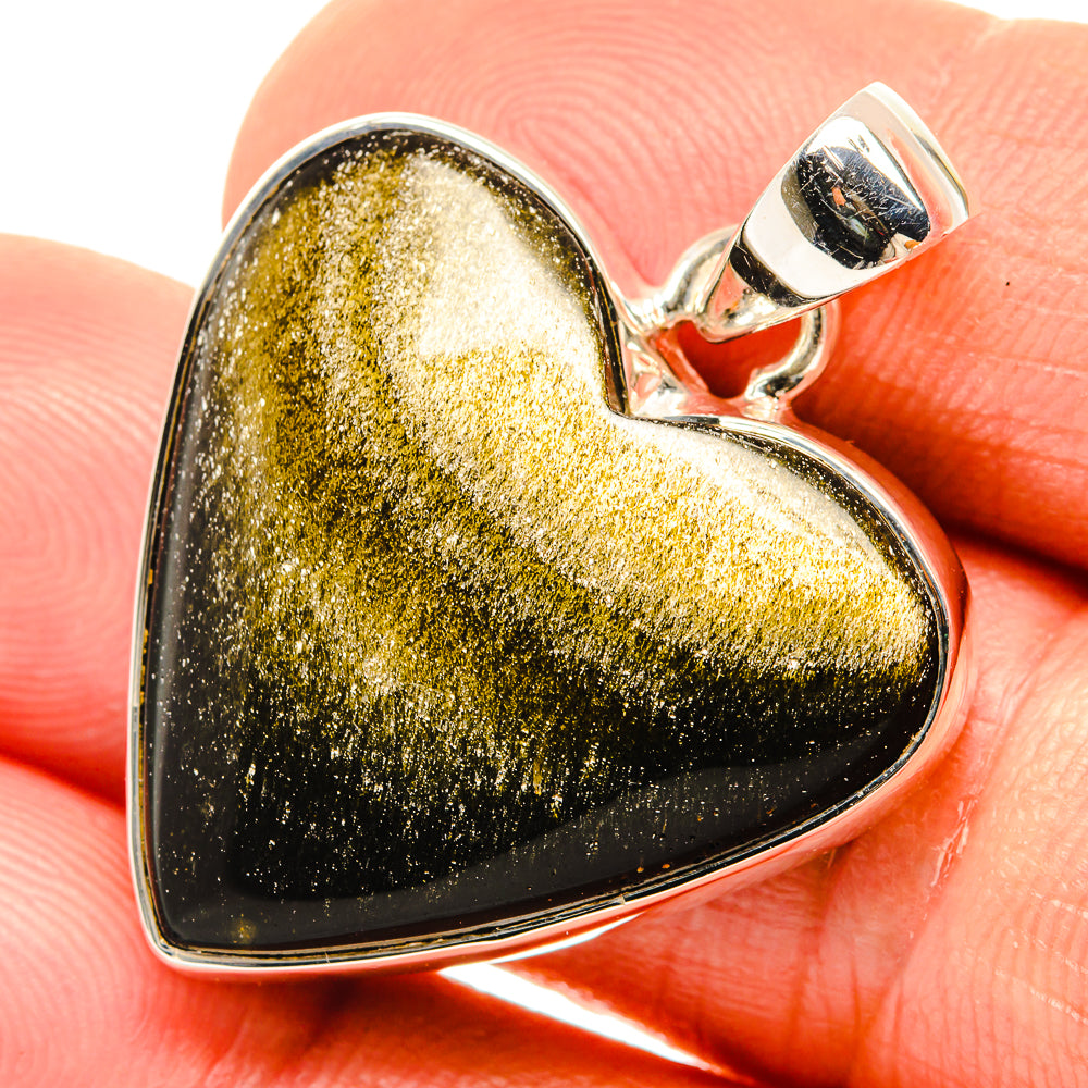 Gold Sheen Obsidian Pendants handcrafted by Ana Silver Co - PD26726