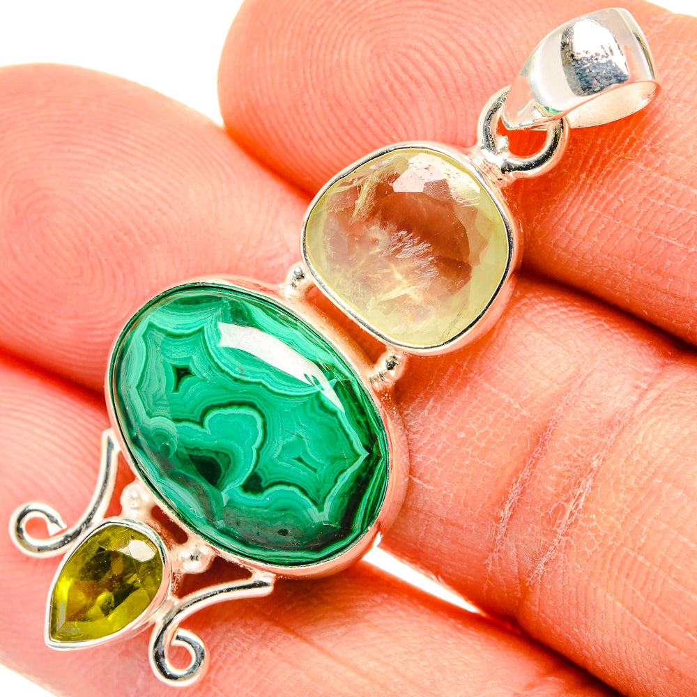Malachite Pendants handcrafted by Ana Silver Co - PD26881