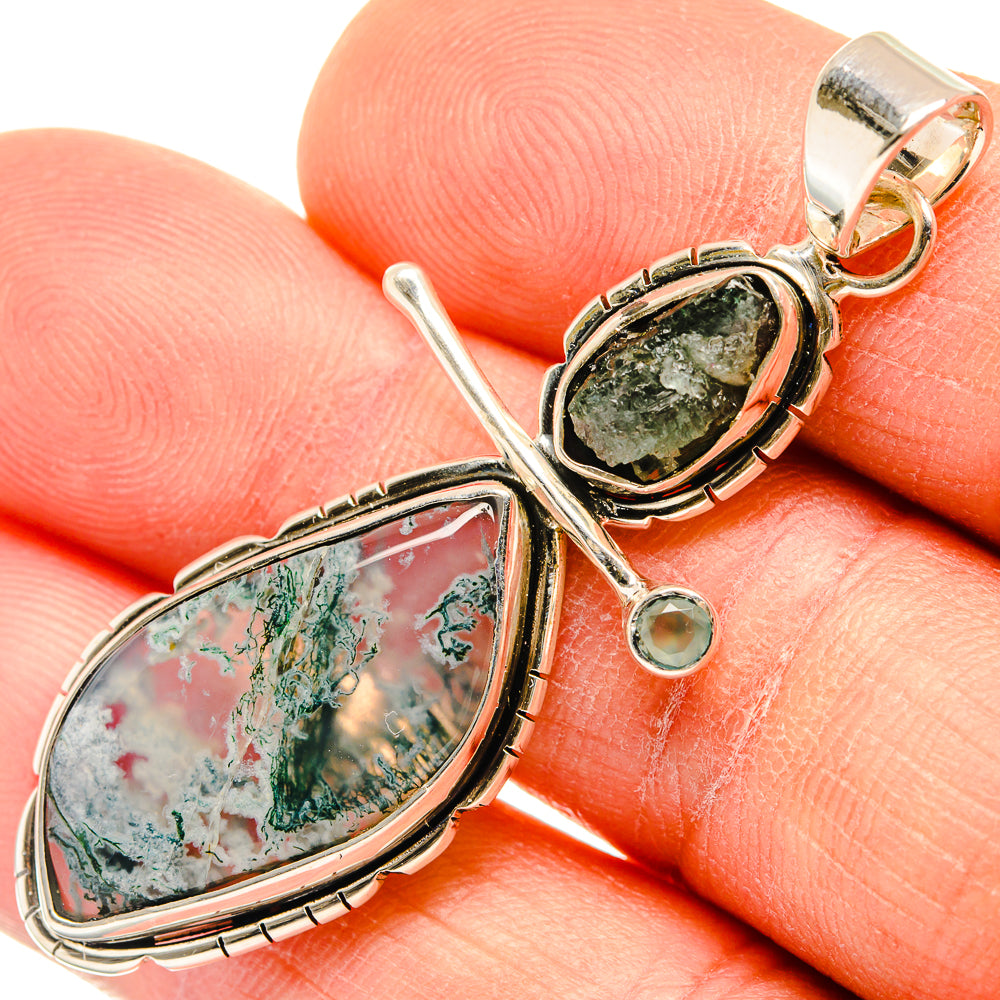 Green Moss Agate Pendants handcrafted by Ana Silver Co - PD26887