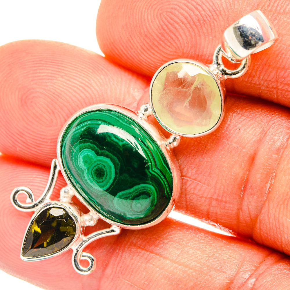 Malachite Pendants handcrafted by Ana Silver Co - PD27015