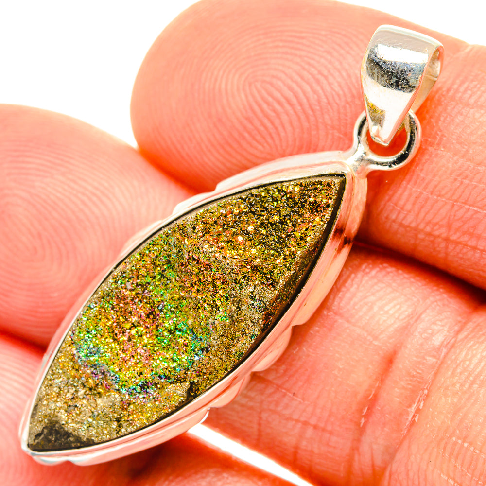 Spectro Pyrite Druzy Pendants handcrafted by Ana Silver Co - PD27060