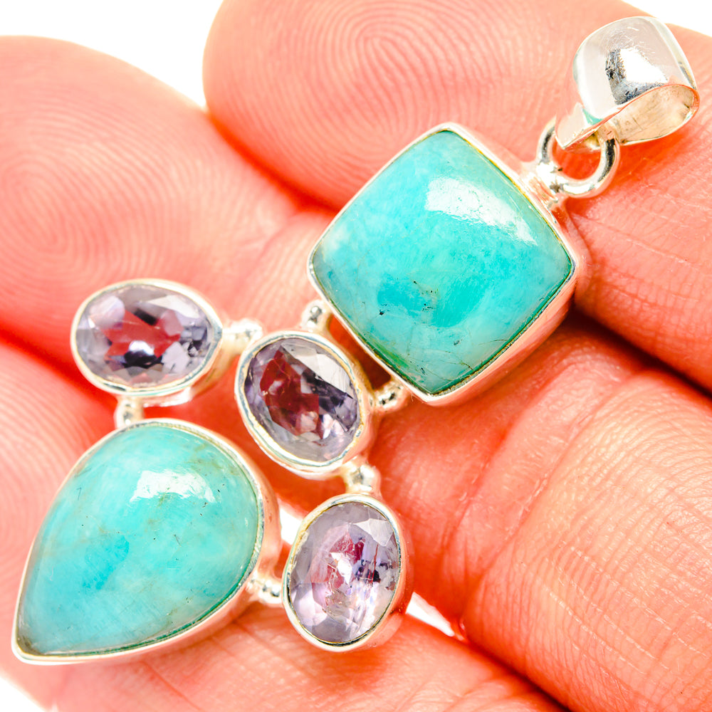 Peruvian Amazonite Pendants handcrafted by Ana Silver Co - PD27194