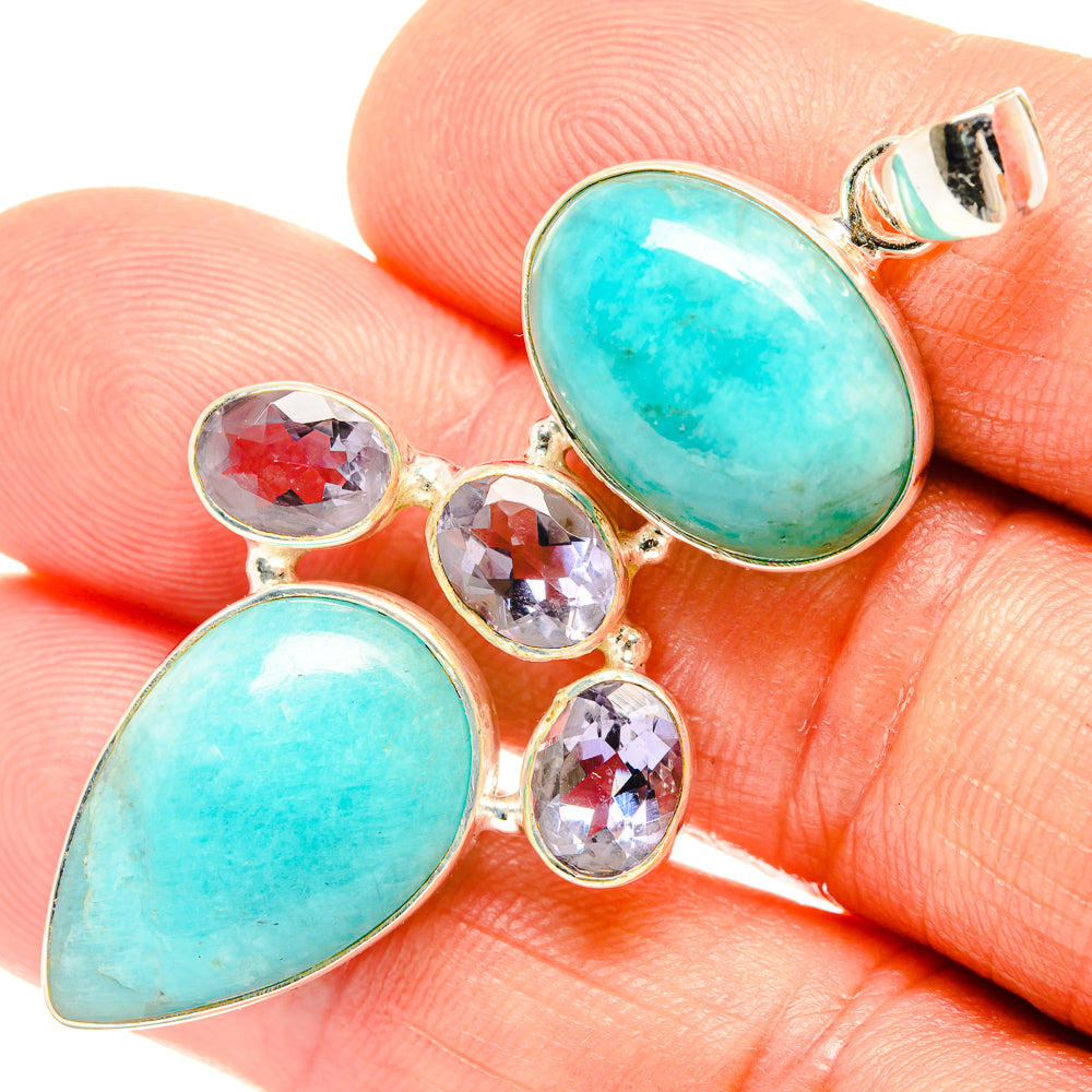Peruvian Amazonite Pendants handcrafted by Ana Silver Co - PD27195
