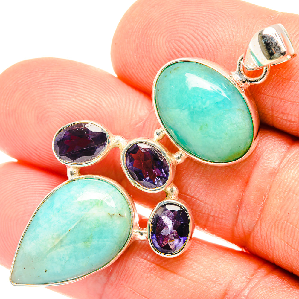 Peruvian Amazonite Pendants handcrafted by Ana Silver Co - PD27198