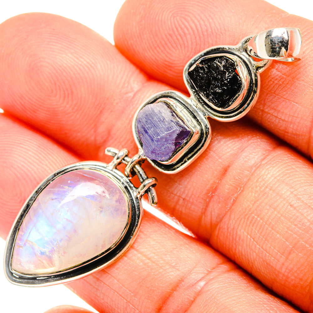 Rainbow Moonstone Pendants handcrafted by Ana Silver Co - PD27215