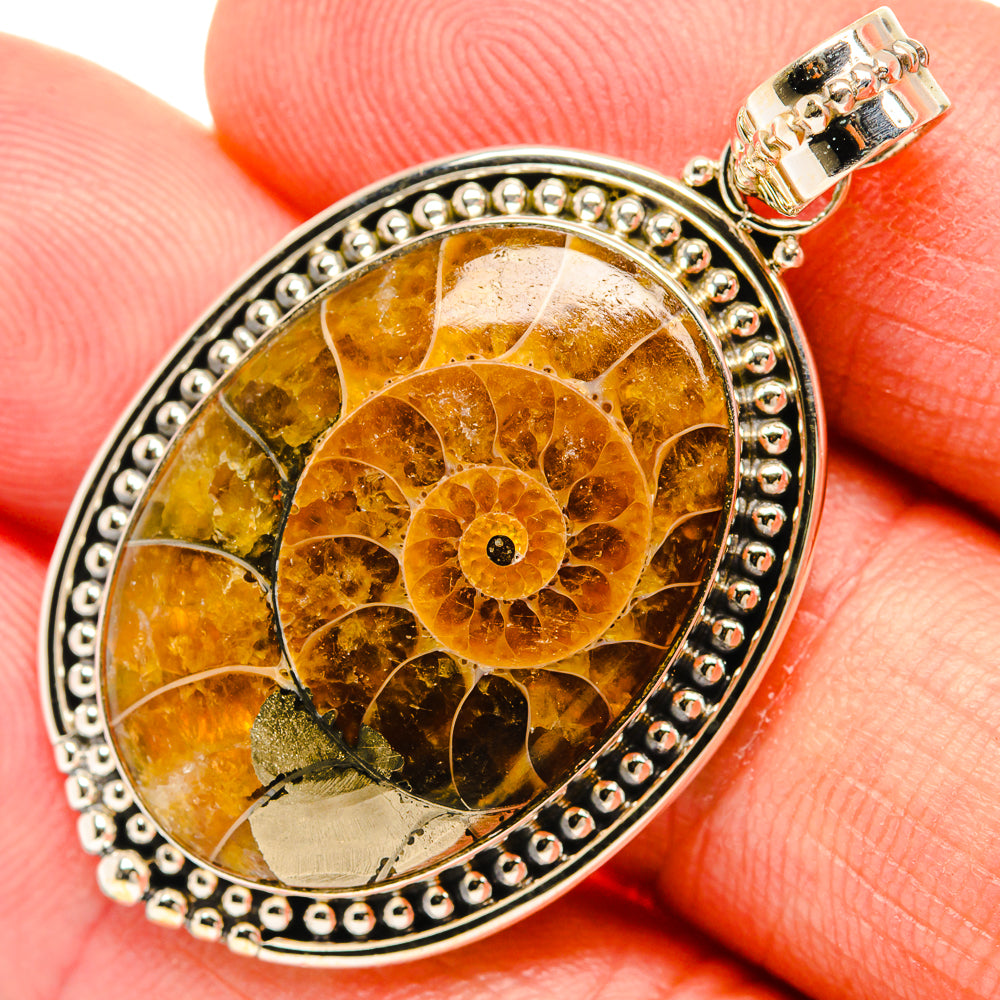 Ammonite Fossil Pendants handcrafted by Ana Silver Co - PD27253