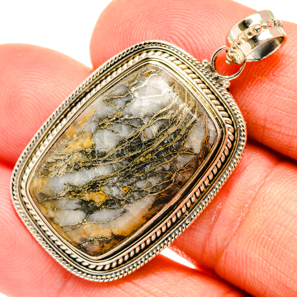 Pyrite Agate Pendants handcrafted by Ana Silver Co - PD27290