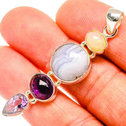 Blue Lace Agate Pendants handcrafted by Ana Silver Co - PD27420