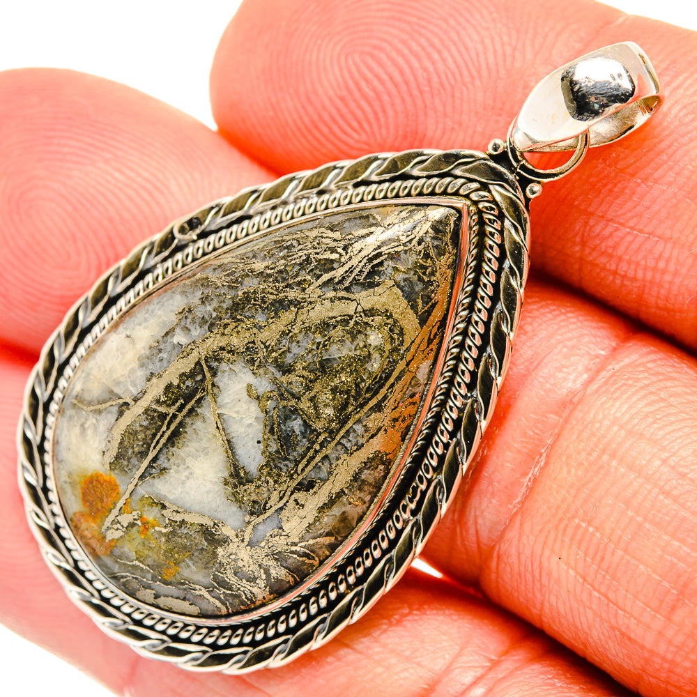 Pyrite Agate Pendants handcrafted by Ana Silver Co - PD27673