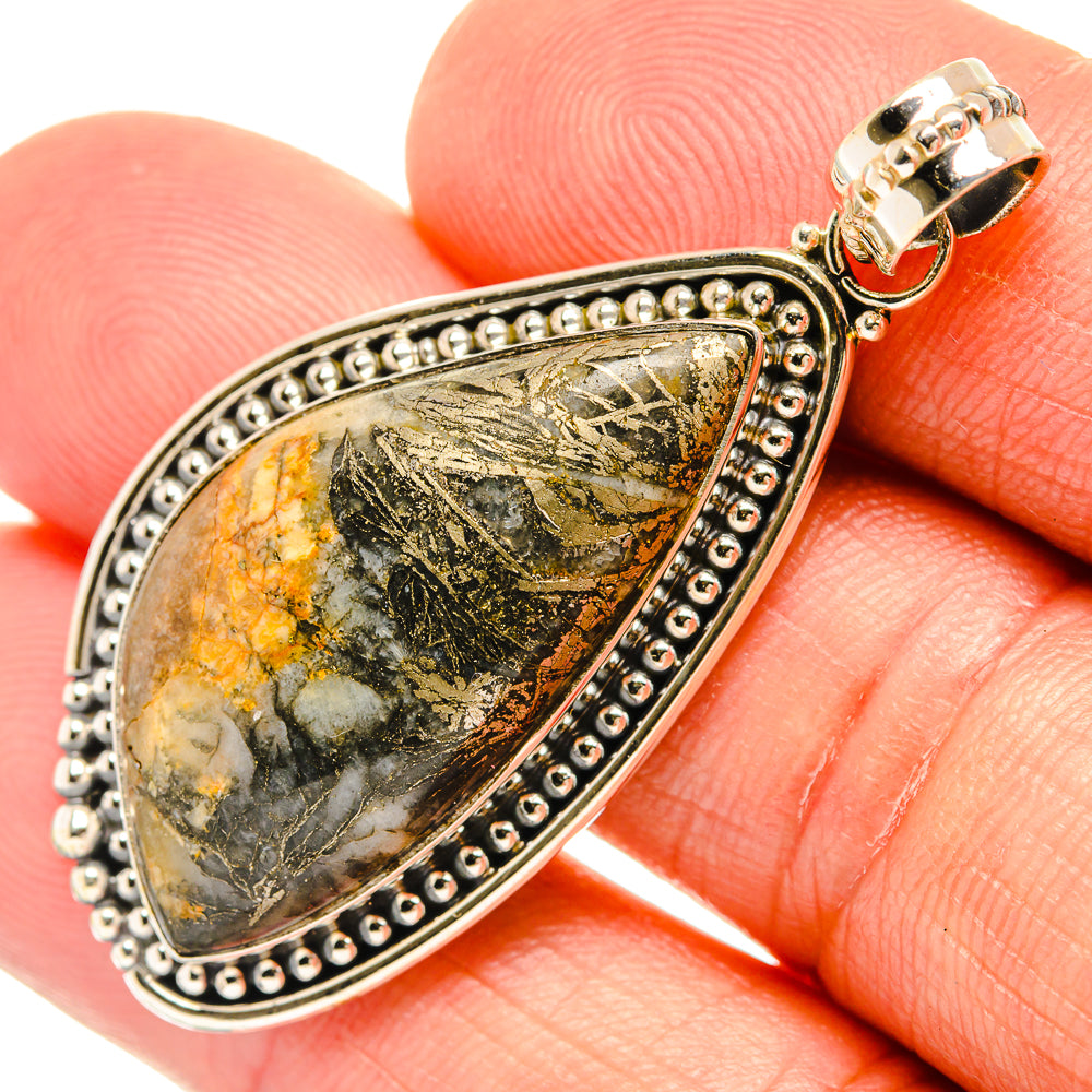 Pyrite Agate Pendants handcrafted by Ana Silver Co - PD27677