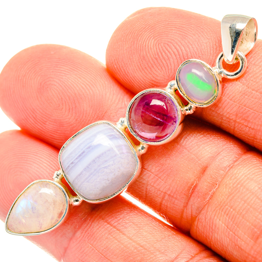 Blue Lace Agate Pendants handcrafted by Ana Silver Co - PD27737